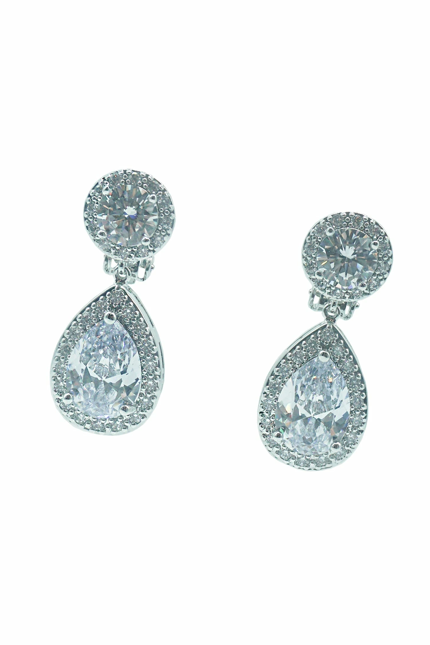 Belen Silver Diamante Drop Earrings 4 Belen Silver Diamante Drop Earrings - Image 2