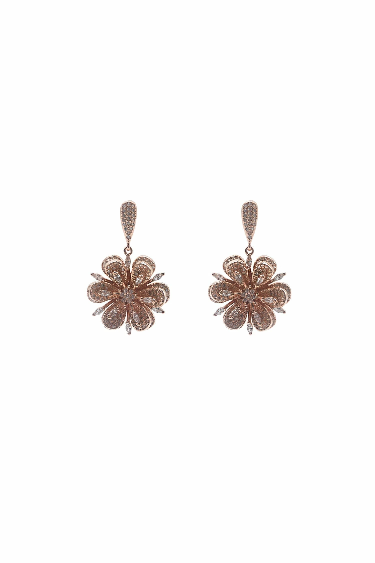 Edaline Rose Gold Flower Earrings 3 Edaline Rose Gold Flower Earrings