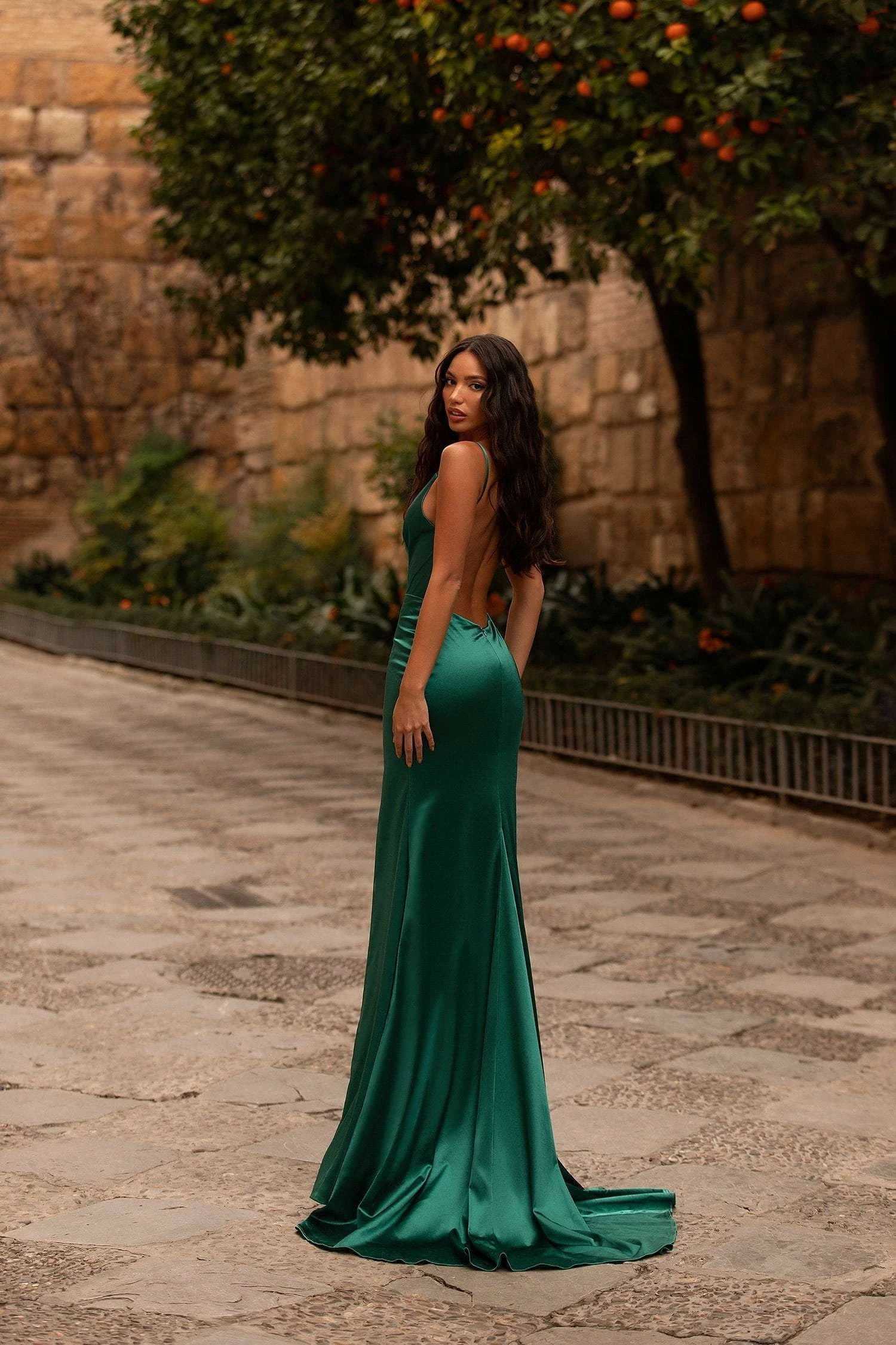 Felicita Satin Gown - Emerald 4 Felicita Satin Gown - Emerald - Image 2