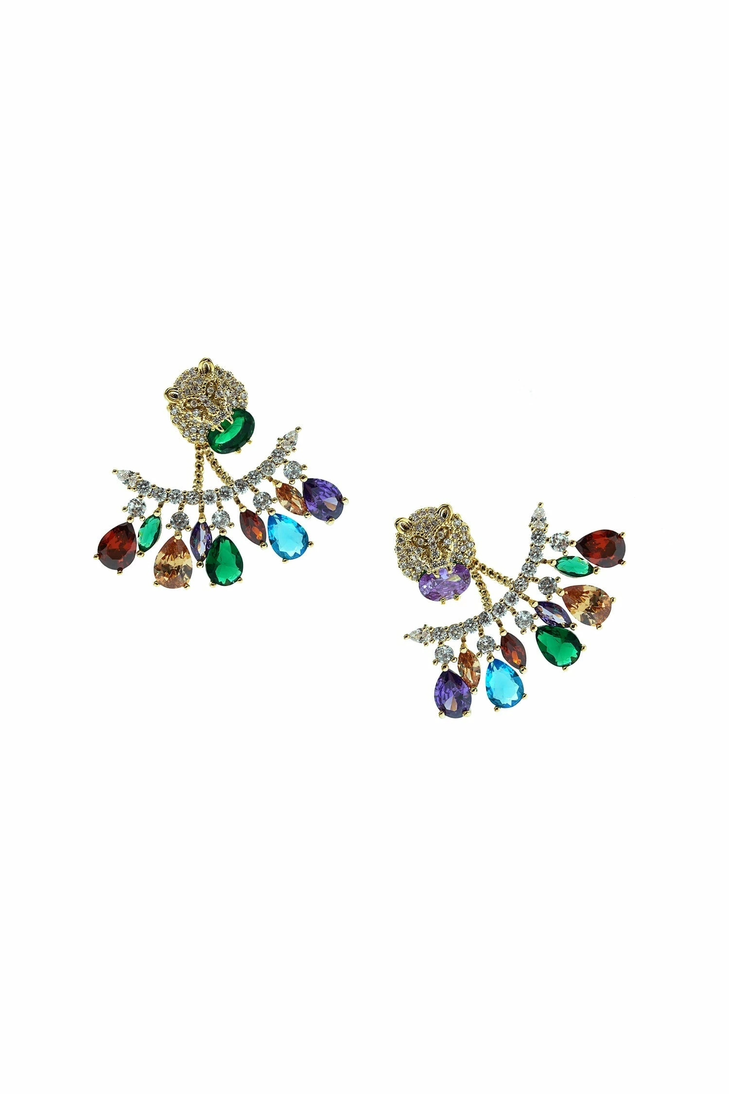 Maeve Multicoloured Lion Statement Earrings 5 Maeve Multicoloured Lion Statement Earrings - Image 3