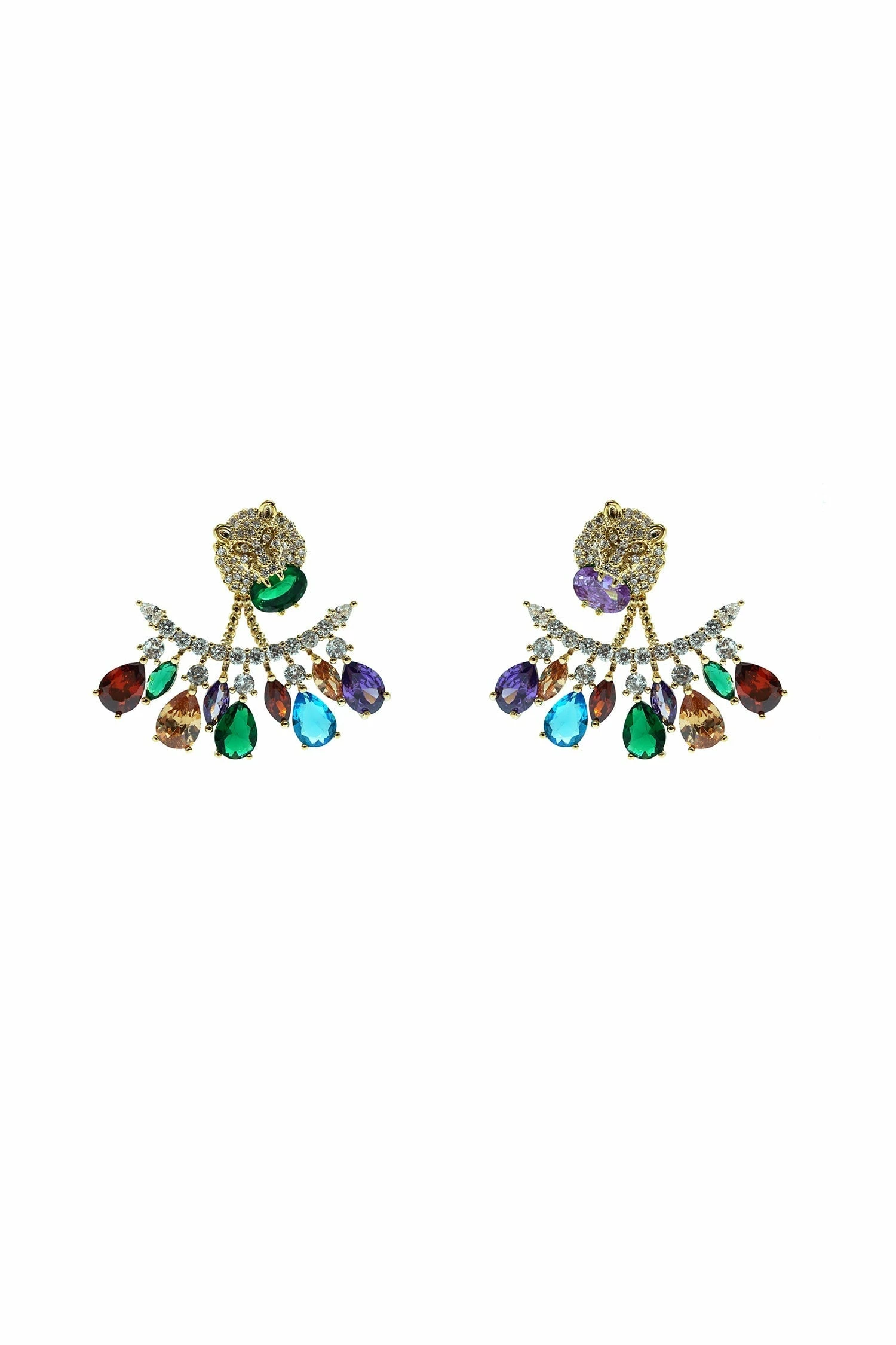 Maeve Multicoloured Lion Statement Earrings 3 Maeve Multicoloured Lion Statement Earrings