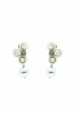 Averie White Flower Pearl Earrings