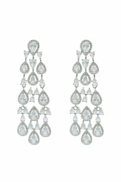 Corrine Silver Embellished Drop Earrings