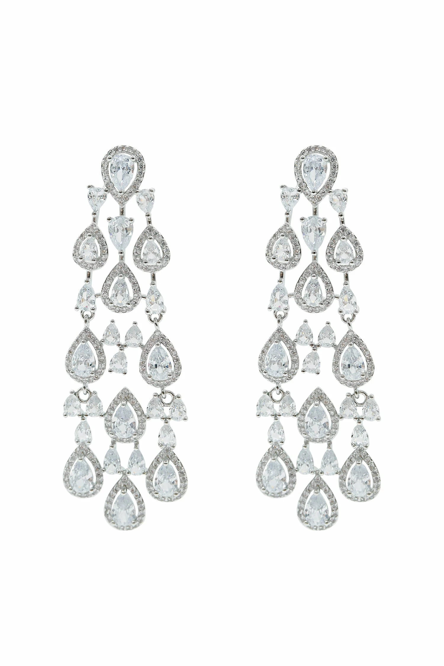 Corrine Silver Embellished Drop Earrings 2 Corrine Silver Embellished Drop Earrings