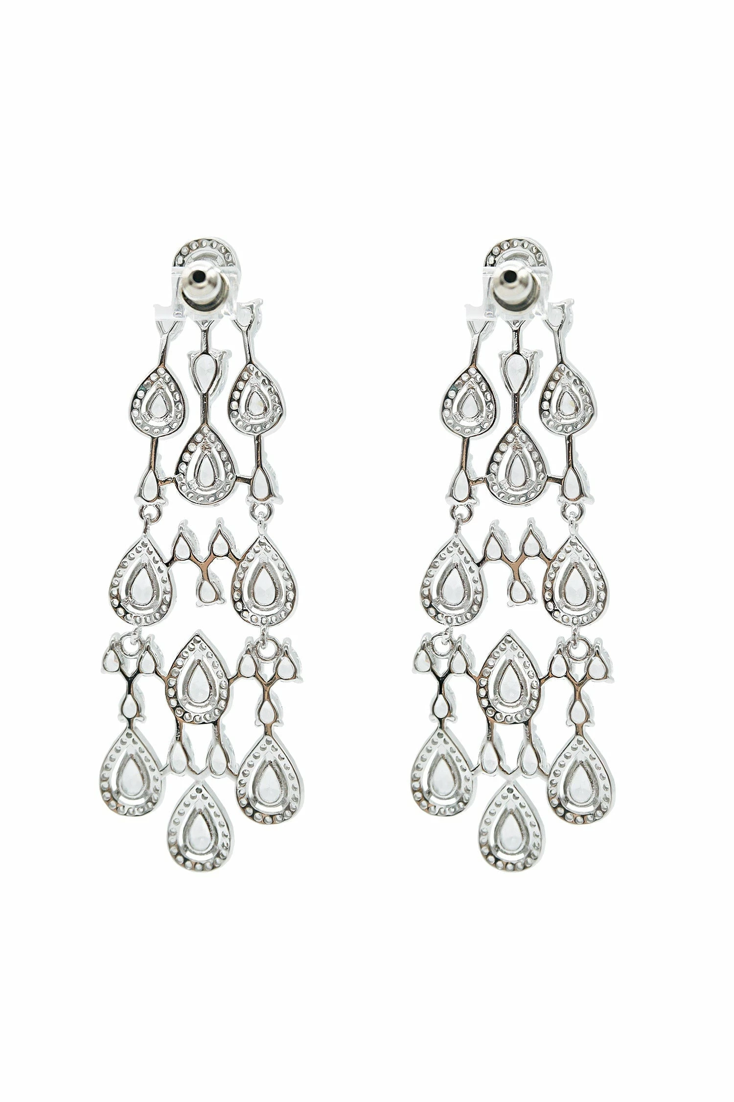 Corrine Silver Embellished Drop Earrings 4 Corrine Silver Embellished Drop Earrings - Image 3
