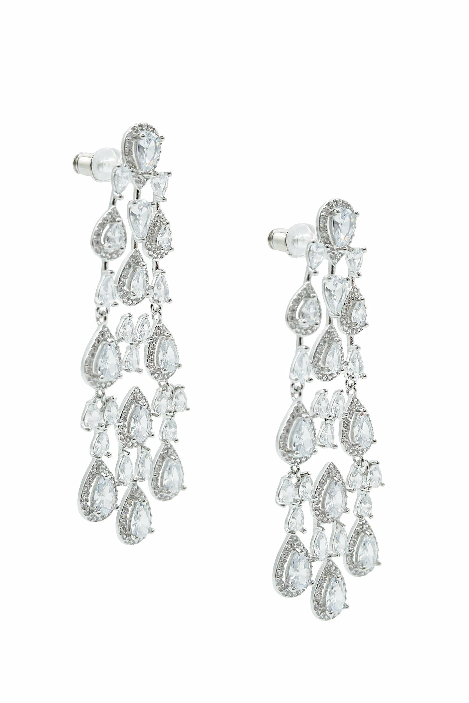 Corrine Silver Embellished Drop Earrings 3 Corrine Silver Embellished Drop Earrings - Image 2