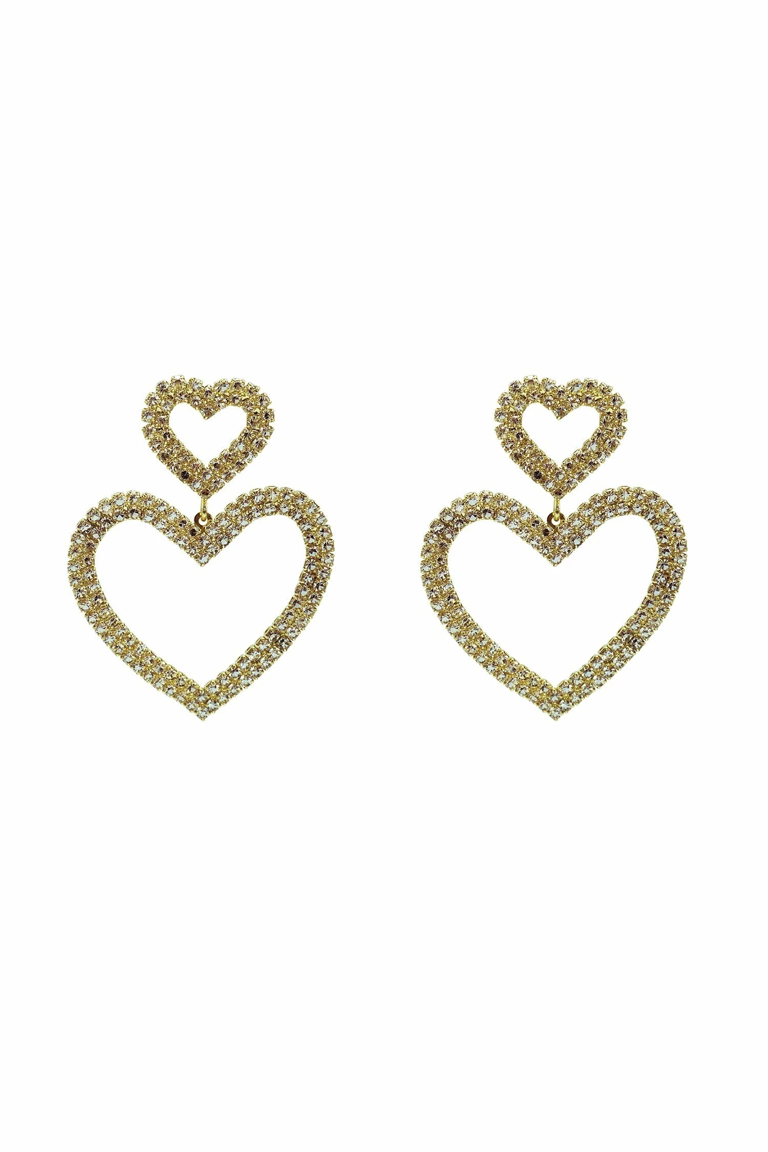 Chloe Gold Embellished Duo Heart Earrings 3 Chloe Gold Embellished Duo Heart Earrings
