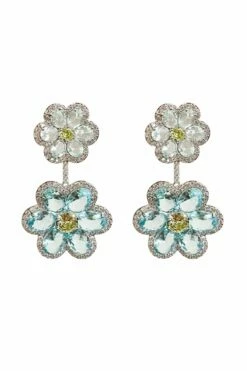 Faretti Blue Flower Drop Earrings