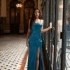 Rubi Satin Gown - Teal -Alamour The Label Shop 96 fd42ac12 1bbe 4c9d a9ee 91a353c342ee