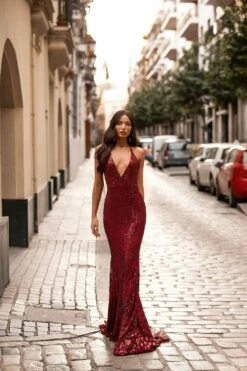 Kalila Sequin Gown - Burgundy -Alamour The Label Shop 9 dc970b99 4c92 4f88 bd79 87465cb7b697